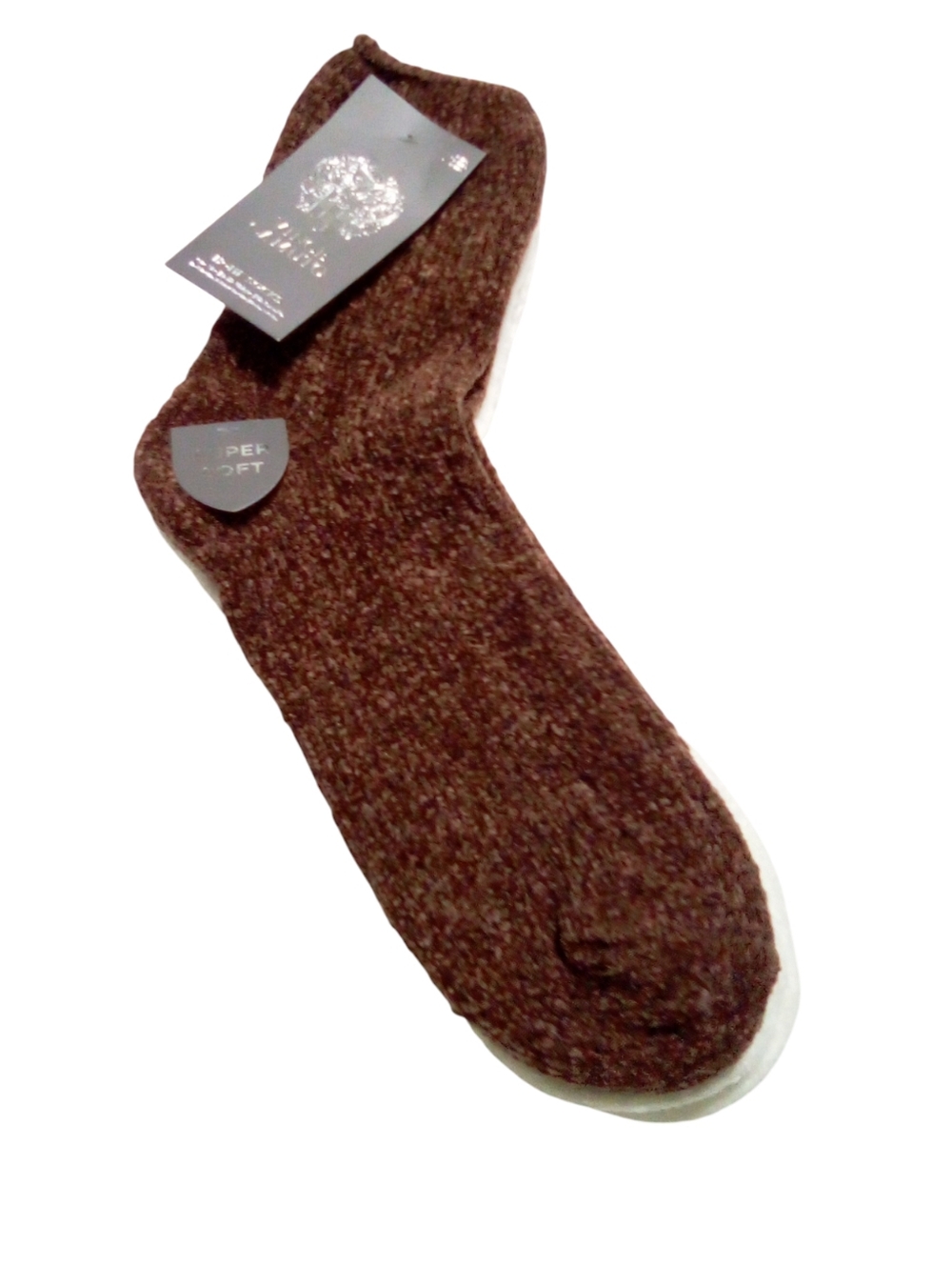 Vince Camuto Women's Super Soft Chenille Home Socks 2 Pair Pack Brown Off White